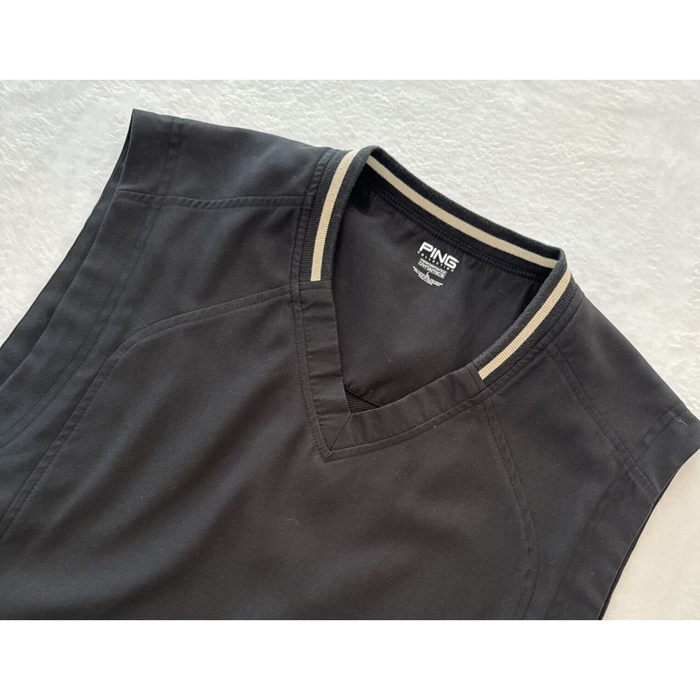 Ping LARGE Golf Vest Men's Pullover Black/tan "Performance Dynamics"‎ EXCELLENT